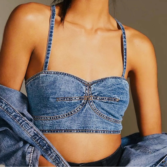 Anthropologie Tops - Anthropology Strapless Denim Bustier NWT Size 8 Sold Out in Stores